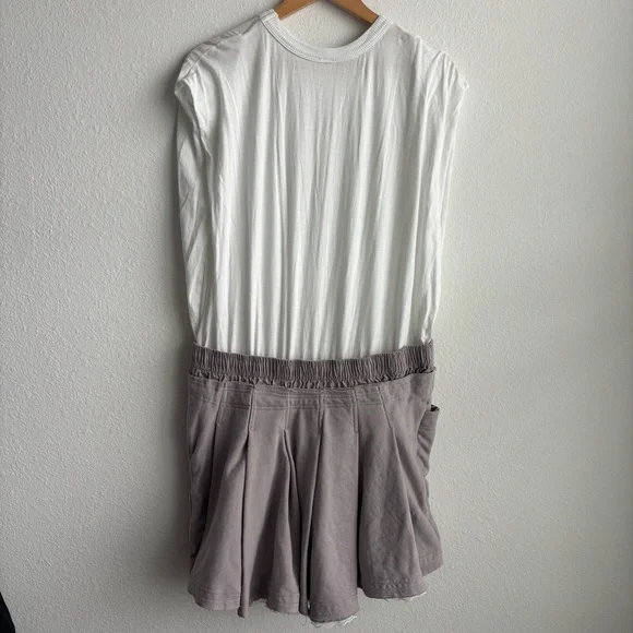 Anthropologie Daily Practice Goal Line Twofer Mini Dress White and Gray Lacey Lg - Picture 7 of 14